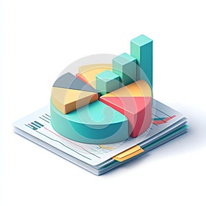 Business graph and chart on the white background. 3d rendering.