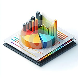 Business graph and chart on the white background. 3d rendering.