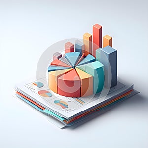 Business graph and chart on the white background. 3d rendering.