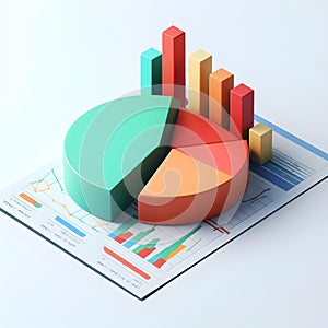 Business graph and chart on the white background. 3d rendering.