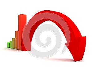 Business graph decline arrow down crisis concept