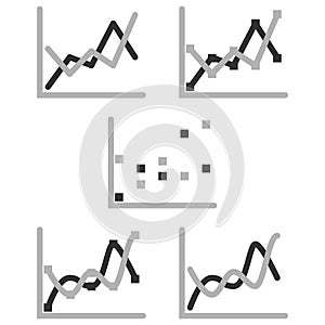 Business Graph diagram chart icon set for design presentation in , scatter chart in mono tone