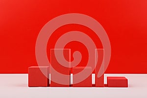 Business graph diagram or performance chart with red bars with rise and fall dynamic against red background