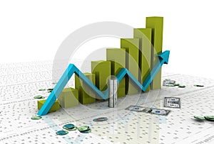Business graph with dollar