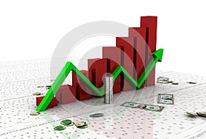 Business graph with dollar
