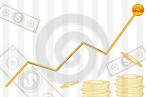 Business graph with dollar
