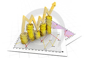 Business graph of dollar coins
