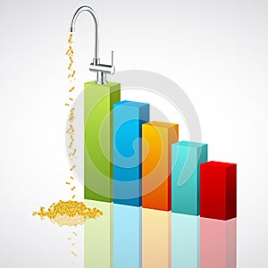 Business graph with dollar tap