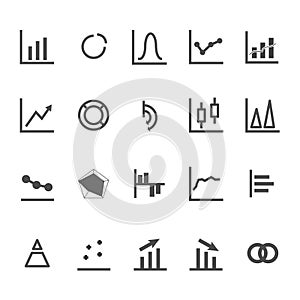 Business graph graphic icon. Linear growth chart finance vector. Statistic abstract symbol.