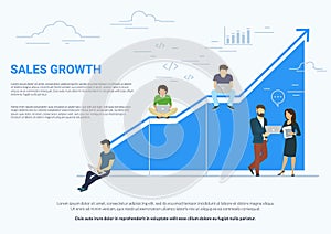 Business graph growth concept white illustration