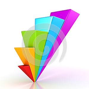 Business graph growth progress over white