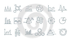 Business graph icon. Trending charts simple linear diagram arrows vector symbols