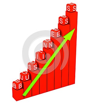 Business graph with red cubes