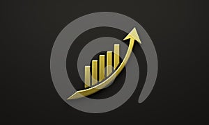 Business graph statistics growth sales 3D image logo icon growing increasing earns