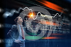 Business graph and trade monitor