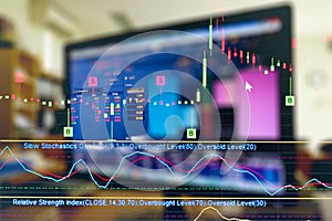 Business graph and trade monitor of Investment