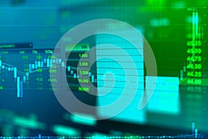 Business graph and trade monitor of Investment in gold trading