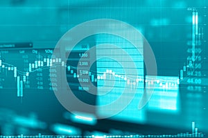 Business graph and trade monitor of Investment in gold trading