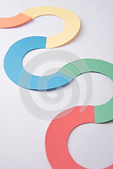 Business graphics diagrama over grey table background. photo