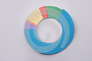 Business graphics diagrama over grey table background. photo