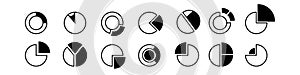 Business graphs and charts icon set. Statistics and analytics icons. Statistic and data, money, charts diagrams. Vector