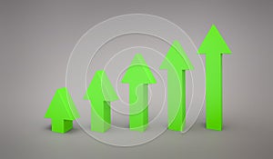 Business Green arrow line graph pointing up 3d rendering