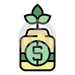 Business grow icon vector flat