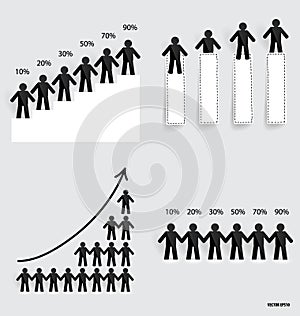 Business growing graph with businessman. Vector illustration.