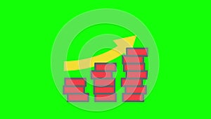 Business Growing, graph icon loop animation with alpha channel, transparent background, ProRes 444