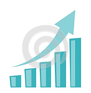 Business growth bar chart with arrow going up.