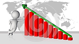 Business Growth Bar Graph with Rising Arrow and 3D people