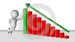 Business Growth Bar Graph with Rising Arrow and 3D people