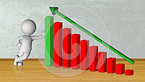 Business Growth Bar Graph with Rising Arrow and 3D people