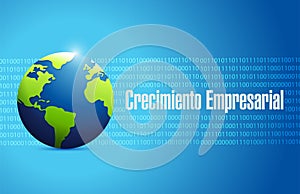 Business Growth binary globe sign in Spanish.