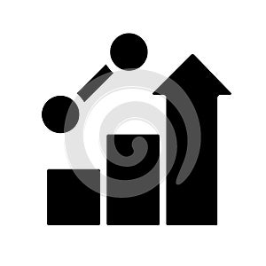 Business growth black glyph icon