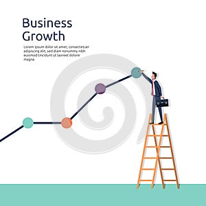 Business growth, businessman drawing a graph line vector illustration
