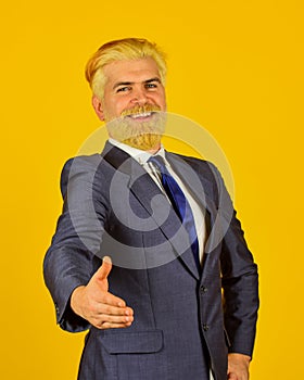 Business growth. businessman in formal wear. business man in suit. Confident bearded man. leader CEO portrait. happy