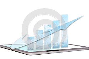 Business growth chart with arrow on computer screen