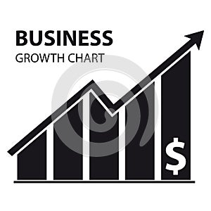 Business Growth Chart Icon - Vector Illustration