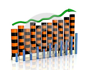 Business growth chart of orange black boxes