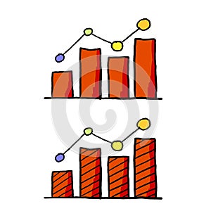 Business growth chart. Red bars. Analytics and data analysis.