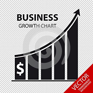 Business Growth Chart - Vector Illustration - Isolated On Transparent Background