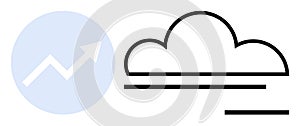 Cloud Computing and Data Analytics Growth Concept with Cloud Symbol and Upward Graph Arrow