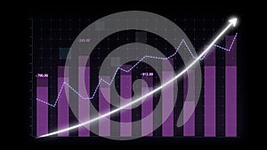 Business growth concept in allusive graph chart showing marketing sales profit