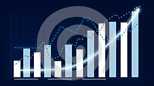 Business growth concept in allusive graph chart showing marketing sales profit