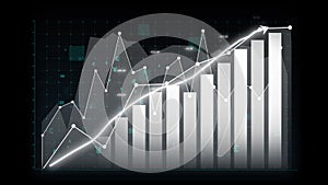 Business growth concept in allusive graph chart showing marketing sales profit