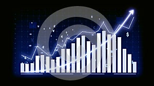 Business growth concept in allusive graph chart showing marketing sales profit