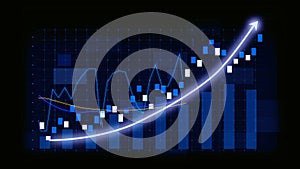 Business growth concept in allusive graph chart showing marketing sales profit