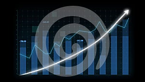 Business growth concept in allusive graph chart showing marketing sales profit