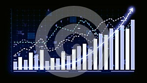 Business growth concept in allusive graph chart showing marketing sales profit